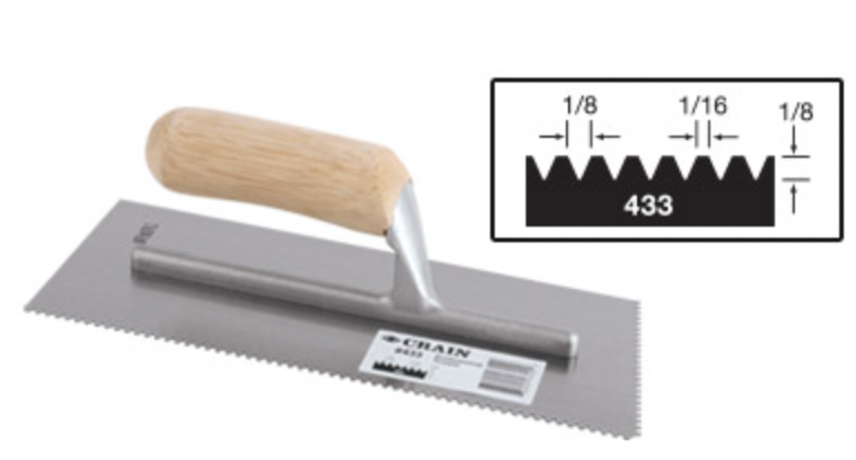 Trowel 433 1/8 x 1/16 x 1/8 V Notch