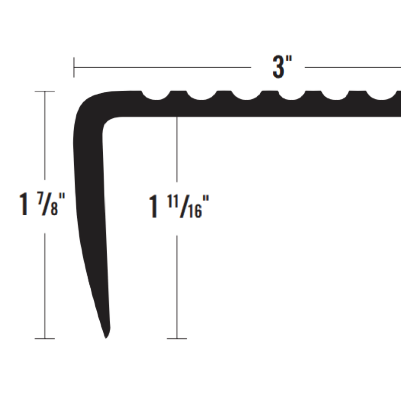 3" Black Rubber Stair Nosing