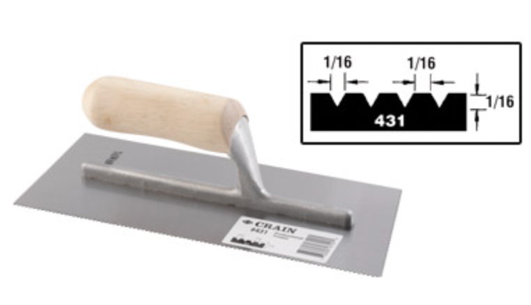 Trowel 431 1/16 x 1/16 x 1/16 V Notch