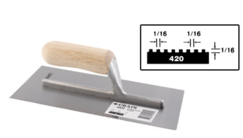 Trowel 420 1/16 x 1/16 x 1/16 Square Notch